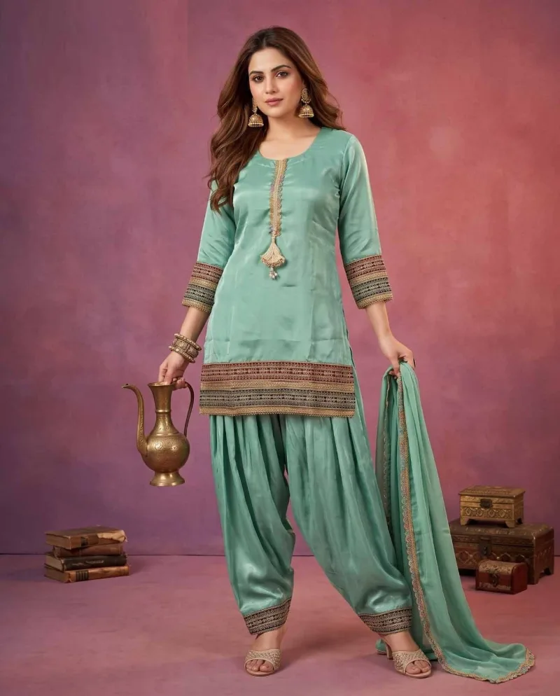 K 1328 By Naisha Roman Glass Gota Patti Farshi Salwar Kameez